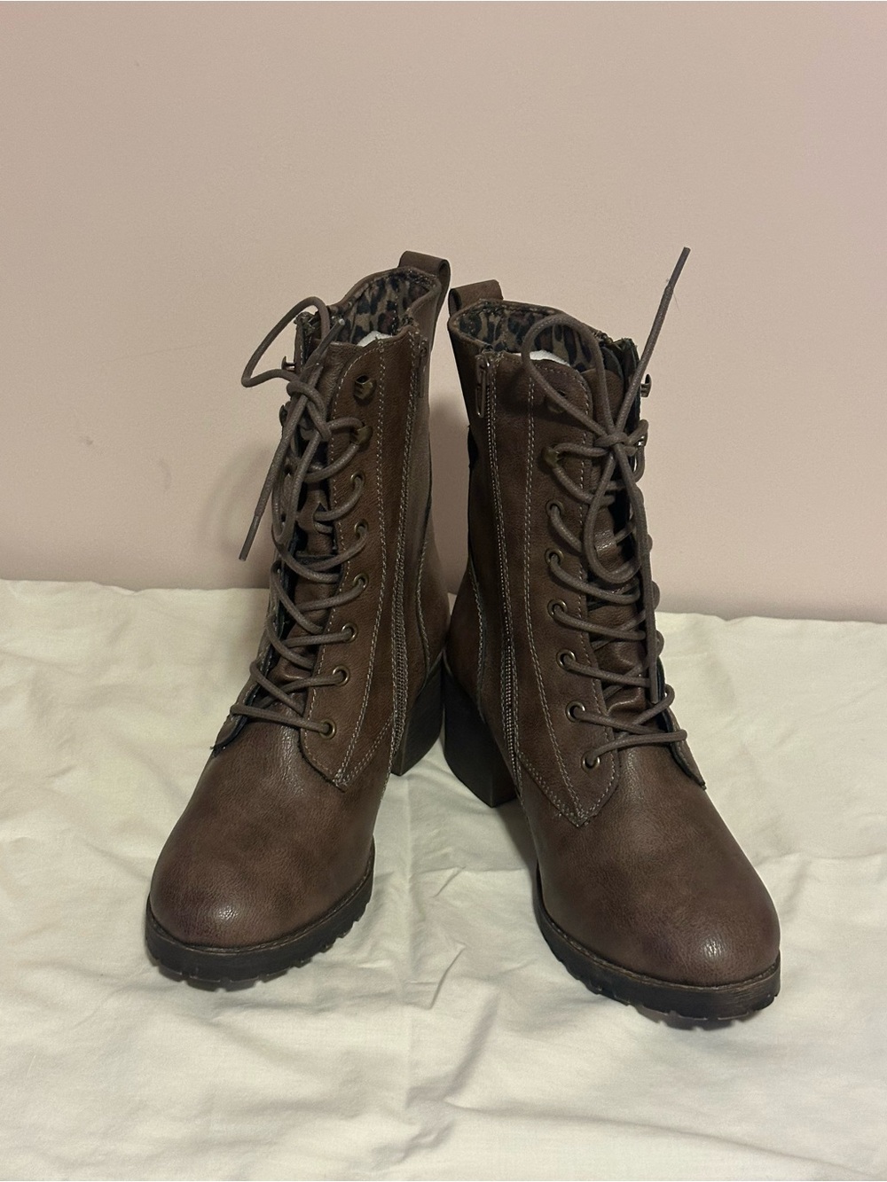 Sun + Stone Dark Brown Lace-Up Ankle Boots